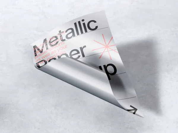 高质量铝箔纸金属纸张宣传单海报设计贴图展示样机模板 Metallic Paper Mockups-15