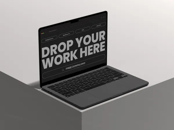 苹果笔记本网页设计贴图展示样机模板 Macbook Air M2 Mockup - B08.PSD
