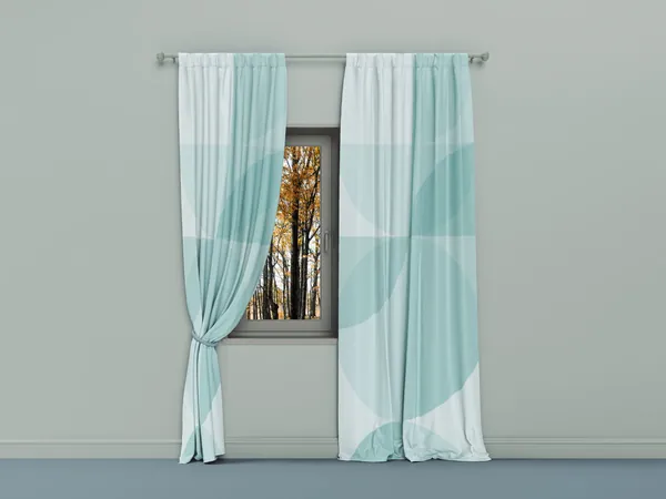 室内卧室浴室窗帘布料展示贴图展示样机模板 Window Curtain Mockup