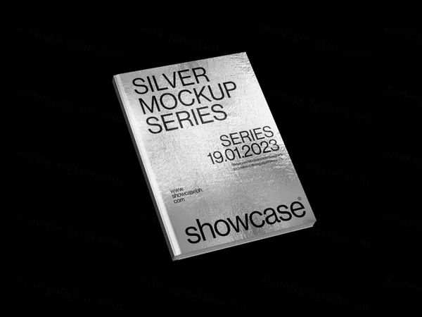 高端银色书籍封面设计提案贴图展示样机模板 Silver Book Mockup