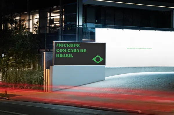 高质量夜晚摄影都市地铁地下车库站出口广告牌海报设计贴图展示样机模板 Poster Mockup