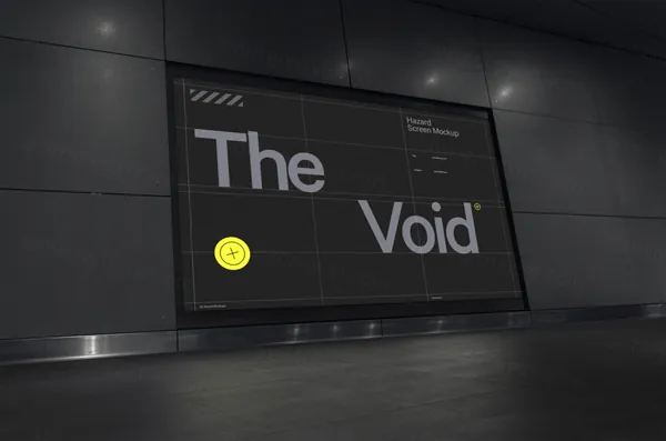 潮流暗黑风高级感灯箱广告牌海报设计提案样机模板素材 Dark BANNER Mockup