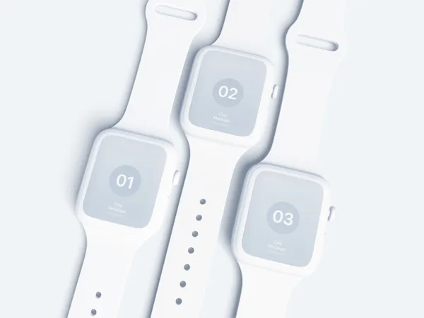极简主义Apple苹果手表APP设计UI贴图展示样机模板 Watch Clay Mockups-3