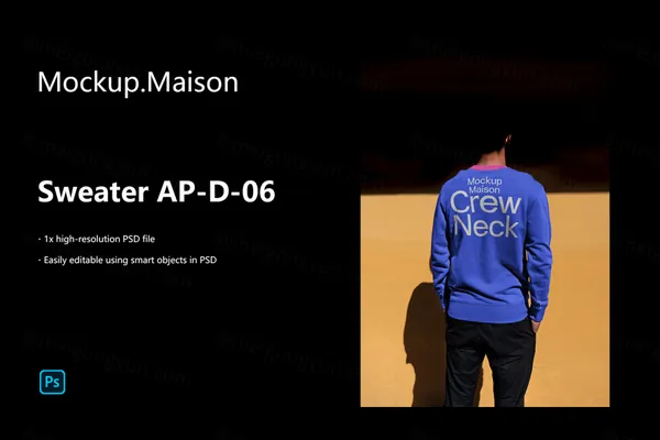 高质量实拍模特男士卫衣服装设计贴图展示样机模板 Sweater AP-D-06
