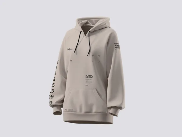 高质量长袖卫衣连帽衫服装设计立体镂空展示样机模板 Hoodie and Sweatshirt Mockup-4