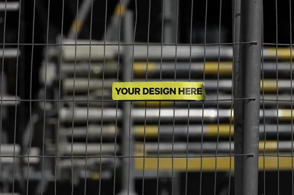 户外工地铁丝网警示条建筑公司企业品牌设计VI提案展示样机模板 Construction Mockup