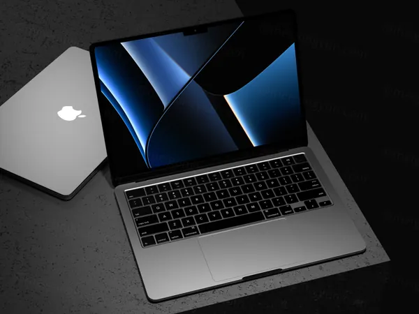 工业风场景苹果笔记本网页设计贴图展示样机模板 Macbook Air M2 Mockup-2