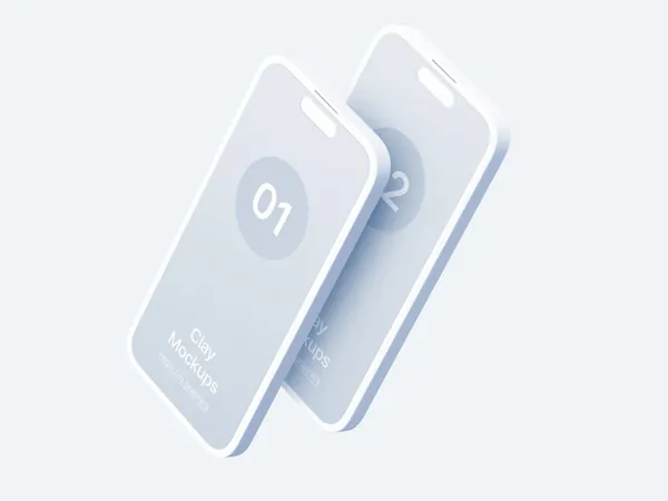 极简主义Apple白模手机APP设计UI界面贴图展示样机模板 iPhone 14 Pro Clay Mockups-3