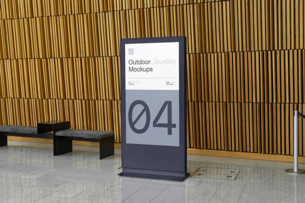 高质量显示屏指示牌广告牌海报设计提案贴图展示样机模板 Outdoor Branding Mockup