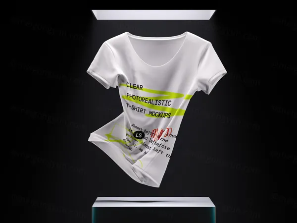 高质量女士短袖T恤创意场景服装品牌设计贴图展示样机模板 T-Shirt Mockups