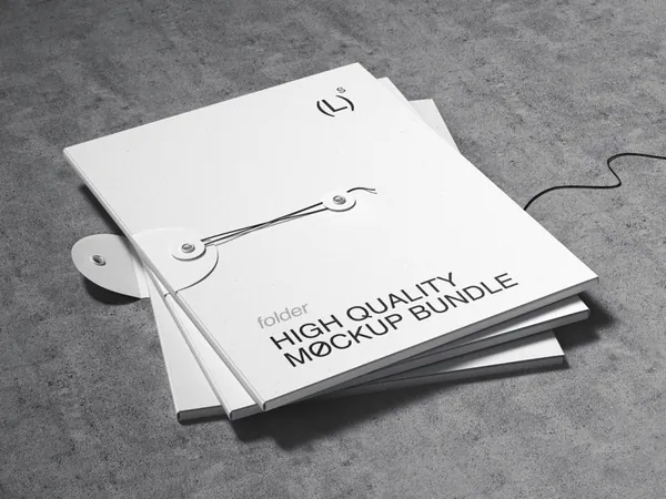 极简主义文件袋品牌设计提案贴图展示样机模板素材 Qubus: Brutal Stationery Mockups-3