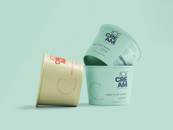 高质量夏日冰淇淋食品包装设计贴图展示样机模板 Ice Cream Paper Cups Mockups