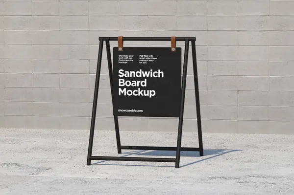 高质量商店招牌路牌广告牌小黑板设计贴图展示样机模板素材 Sandwich Board Mockup-3