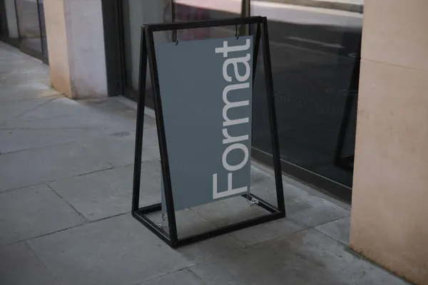 高端户外街头A字型路牌指示牌店铺广告牌设计提案贴图展示样机模板素材 A-Board Mockup-4