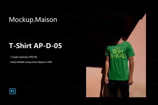 高质量实拍模特男士T恤服装设计贴图展示样机模板 T-Shirt AP-D-05