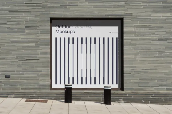 高质量户外橱窗广告牌海报设计提案贴图展示样机模板 Outdoor Branding Mockup