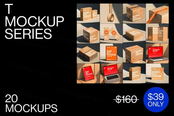 高端物流快递公司企业品牌VI设计提案样机模板套装 T_Series Bundle