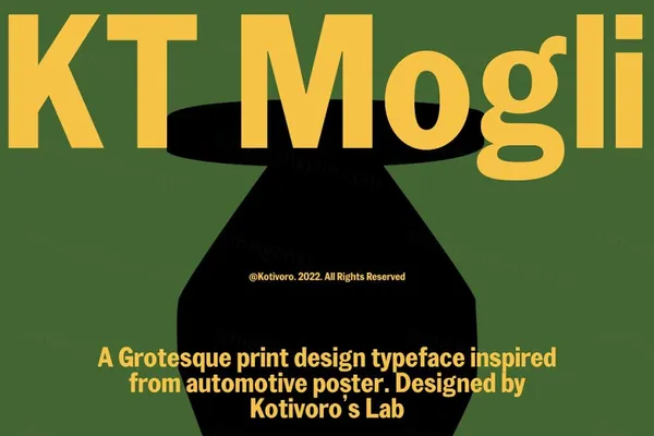复古怪诞汽车灵感品牌设计海报排版英文字体 KT Mogli - Dynamic Sans Serif