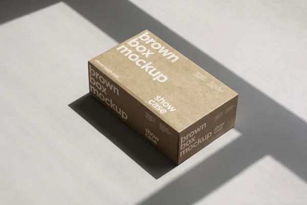 棕色瓦楞纸快递纸箱物流包装设计贴图展示样机模板素材 Brown Box Mockup-1