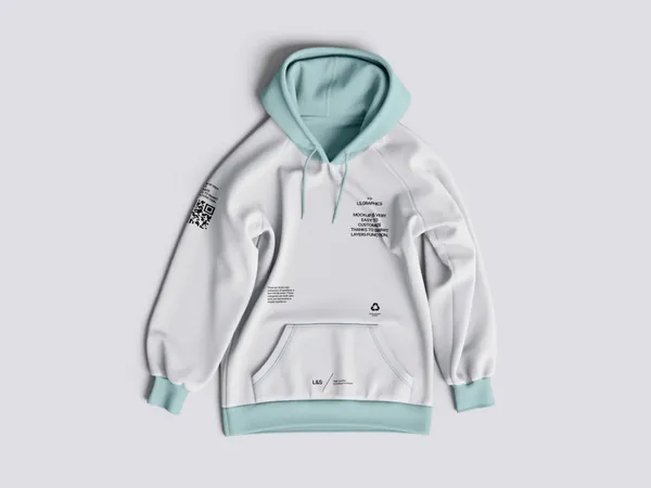 高质量长袖卫衣连帽衫服装设计平铺图贴图展示样机模板 Hoodie and Sweatshirt Mockups-3