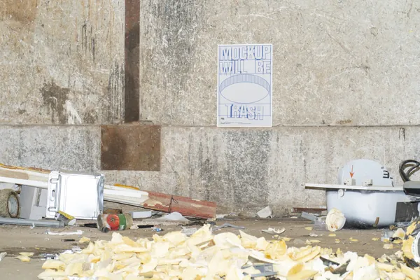 末日废土风废弃杂乱垃圾场景海报传单招贴设计贴图展示样机模板 Poster Mockup-16