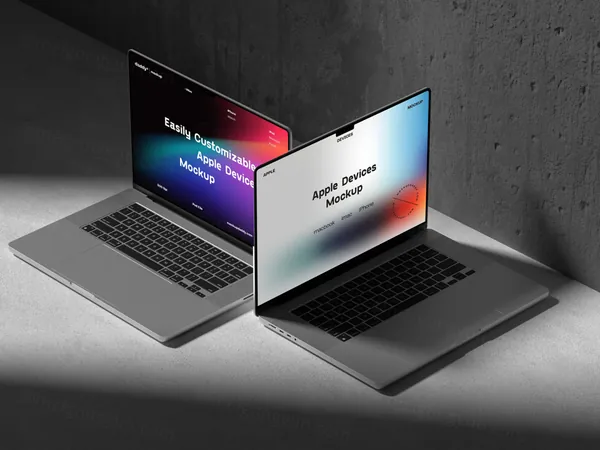 高质量CG建模工业冷淡风苹果笔记本场景展示Web贴图样机模板素材 Apple MacBook Mockup-3