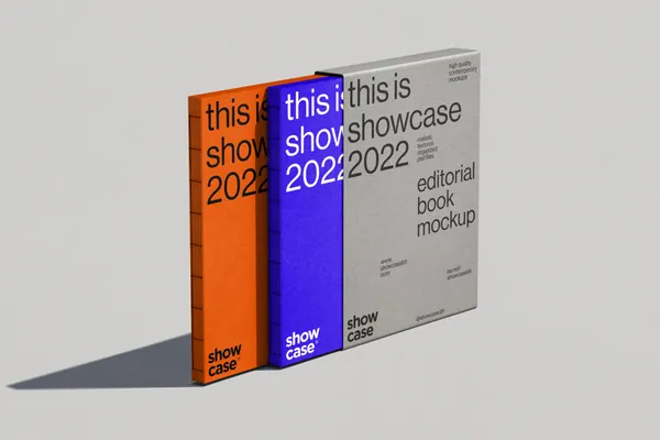 高质量精装书籍杂志画册封面封套文件夹设计贴图展示样机模板 Book Folder Mockup-7