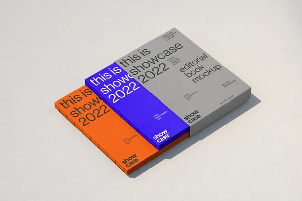 高质量精装书籍杂志画册封面封套文件夹设计贴图展示样机模板 Book Folder Mockup-2