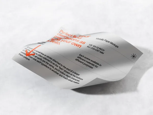 高质量铝箔纸金属纸张宣传单海报设计贴图展示样机模板 Metallic Paper Mockups-10